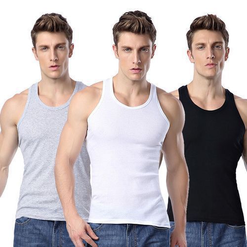 3PCS Men's Tank Tops T-shirt Simple Breathable- Black/White/Gray
