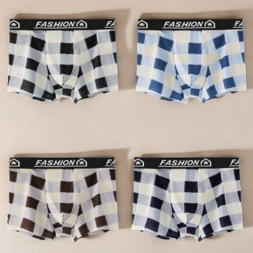 Berrykey 4Pcs Men's Underwear Breathable Comfortable Stretch Cotton Boxer Briefs