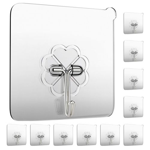 Adhesive Hooks For Wall Heavy Duty, Self Adhesive Hook 10PCS