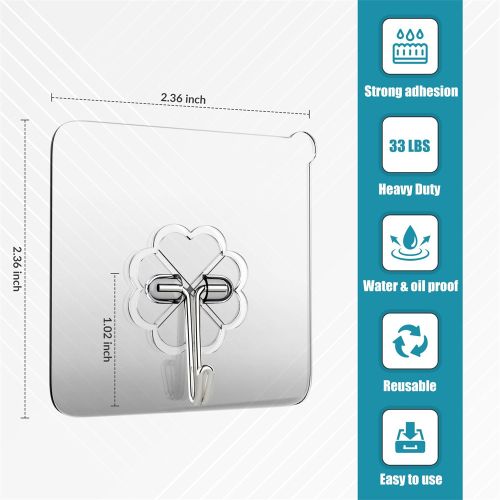 Adhesive Hooks For Wall Heavy Duty, Self Adhesive Hook 10PCS
