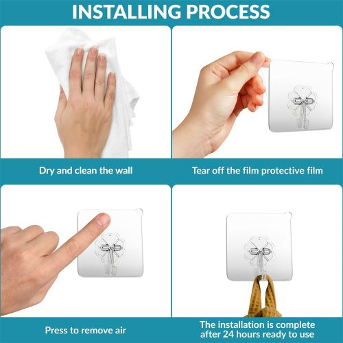 Adhesive Hooks For Wall Heavy Duty, Self Adhesive Hook 10PCS