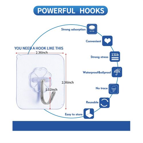 Adhesive Hooks For Wall Heavy Duty, Self Adhesive Hook 10PCS