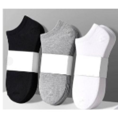 Men Ankle Socks Solid Color Black White Gray - 6 pieces