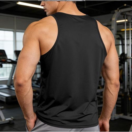 Berrykey Premium Singlet Men's Vest Polo T-Shirts Casual Comfortable Breathable Black