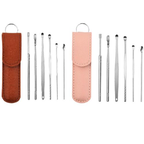 2 Set Ear  Cleaner Tool Set Steel Smooth Earpick Earwax