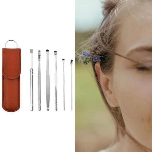 2 Set Ear  Cleaner Tool Set Steel Smooth Earpick Earwax