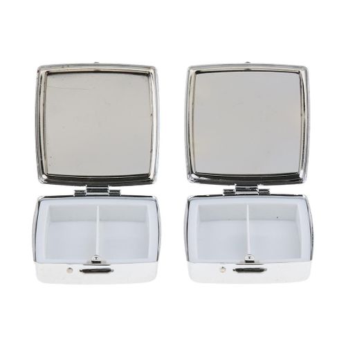2 PCS 2 Slots Portable Metal Round  Box Pocket Storage Case