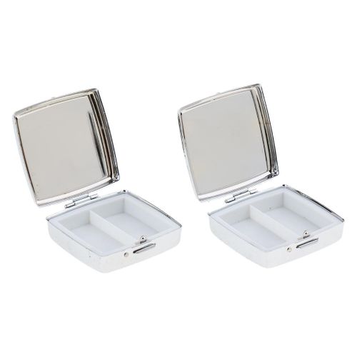 2 PCS 2 Slots Portable Metal Round  Box Pocket Storage Case