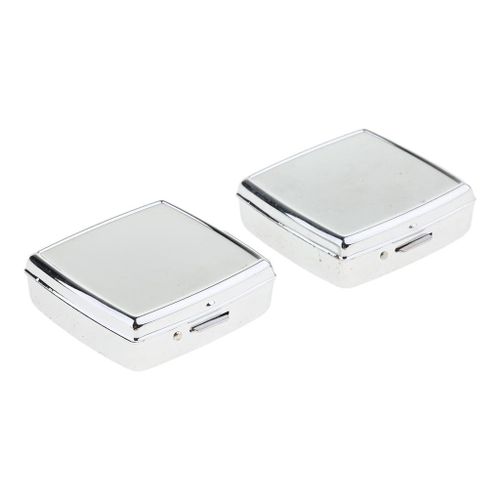 2 PCS 2 Slots Portable Metal Round  Box Pocket Storage Case