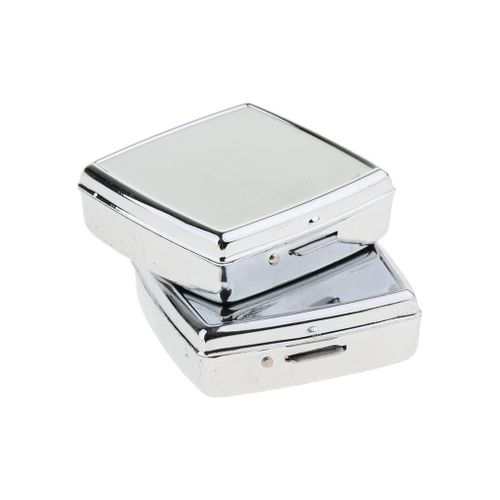 2 PCS 2 Slots Portable Metal Round  Box Pocket Storage Case