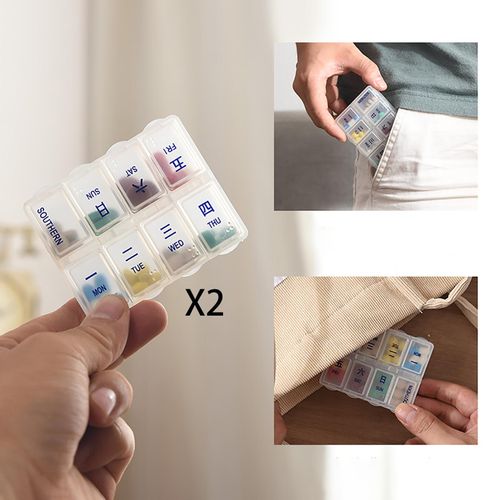 2 X 2Pcs Mini Weekly Organizer Vitamin Each Day Week