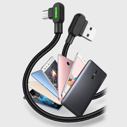 90 Degree Fast Charge LED Light Micro USB Extension Data Sync Charger