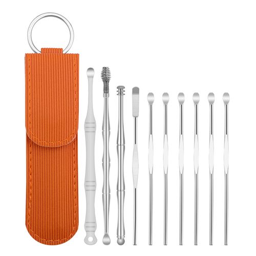 10Pcs Ear Pick Earwax Removal Kit Stainless Steel Earpick Ear Cleansing Tool Set Ear Wax Remover with Storage Pouch