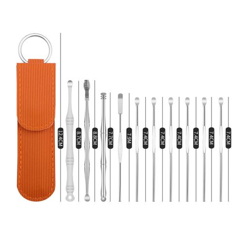 10Pcs Ear Pick Earwax Removal Kit Stainless Steel Earpick Ear Cleansing Tool Set Ear Wax Remover with Storage Pouch