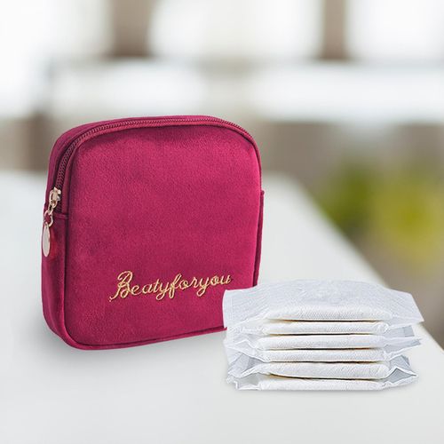Sanitary Pad Storage Bag With Zipper Period Bag For Red