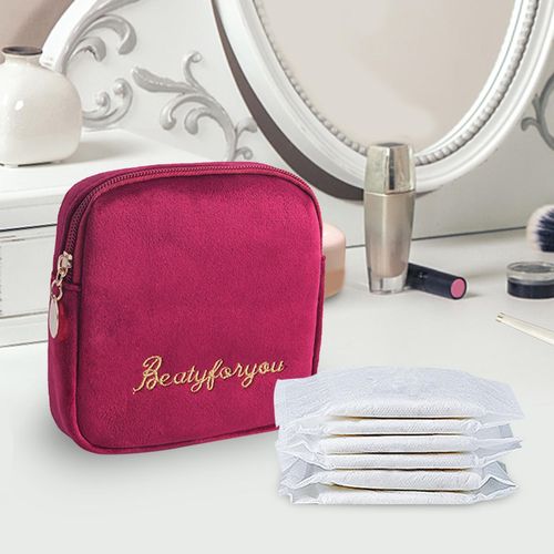 Sanitary Pad Storage Bag With Zipper Period Bag For Red