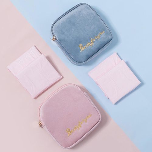 Reusable Sanitary Napkin Pads Storage Bag  Cup Blue