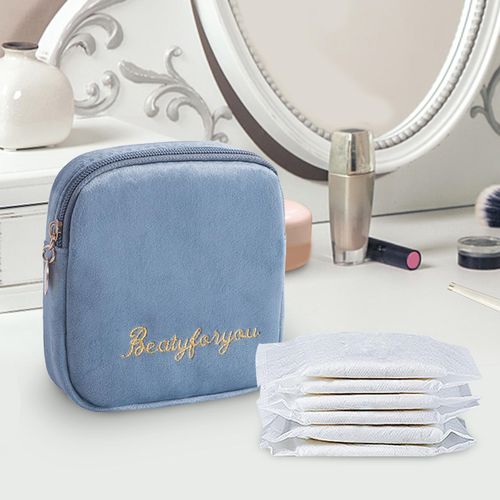 Reusable Sanitary Napkin Pads Storage Bag  Cup Blue