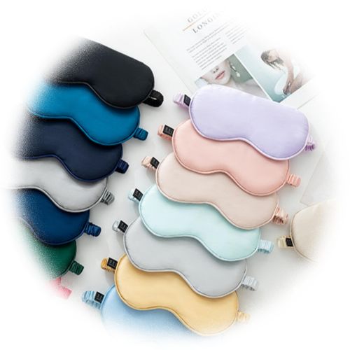 4Pcs Artificial Silk Headband Sleep Masks Pouches Set Night Blindfold Blackout Hair Ties Bands for Women and Girls