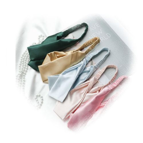4Pcs Artificial Silk Headband Sleep Masks Pouches Set Night Blindfold Blackout Hair Ties Bands for Women and Girls