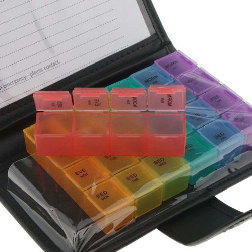 Weekly Daily  Box 28 Slots Organiser  Tablet Colorful