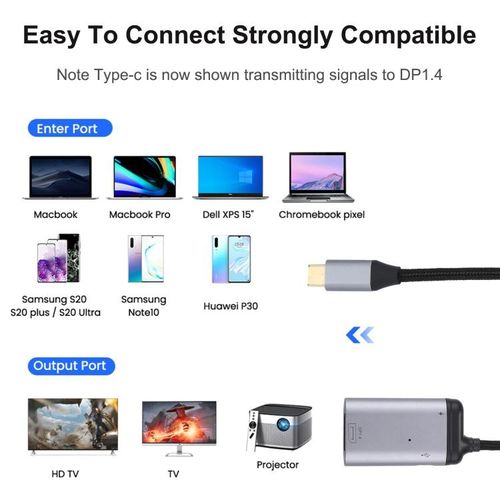 4K Type-C to DisplayPort + PD Data Sync Adapter Cable