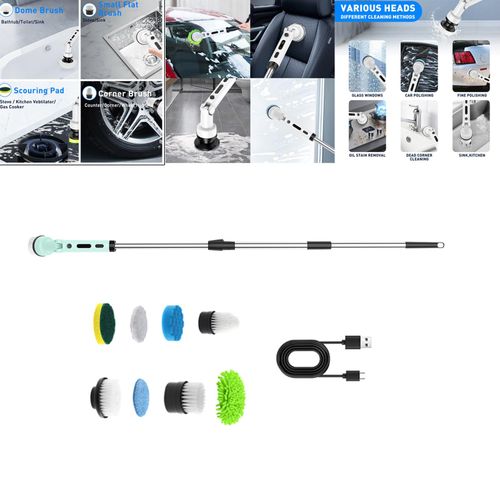 Electric Cleaning Brush Shower Bathtub Cleaner Brush Green