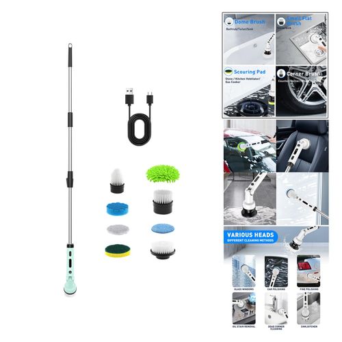 Electric Cleaning Brush Shower Bathtub Cleaner Brush Green