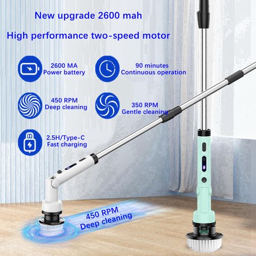 Electric Cleaning Brush Shower Bathtub Cleaner Brush Green