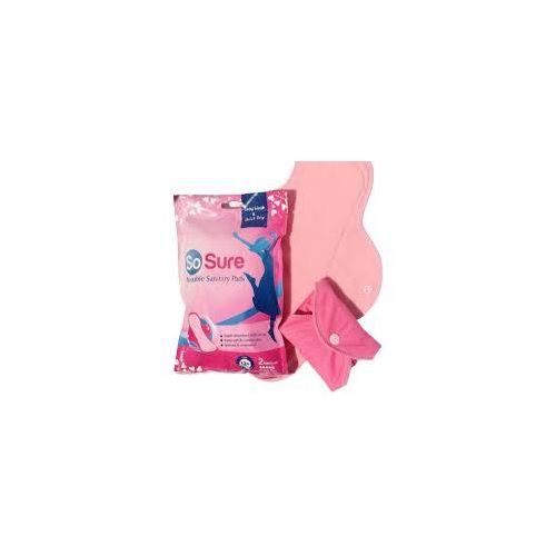 So Sure Resuable Sanitary Pads  *2 Packs* * Each Pack Has 2 Pads* _Pink