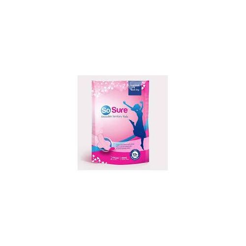 So Sure Resuable Sanitary Pads  *2 Packs* * Each Pack Has 2 Pads* _Pink