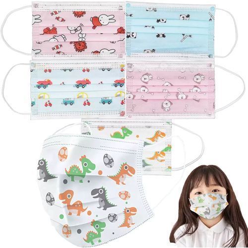 Unbranded Kids mixed color cartoon characters disposable mask- blue/pink/white -50pcs
