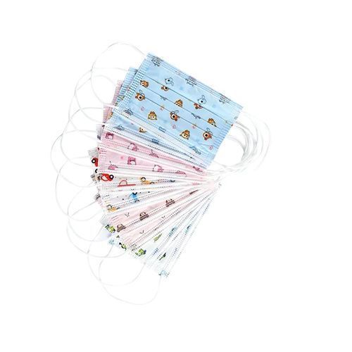 Unbranded Kids mixed color cartoon characters disposable mask- blue/pink/white -50pcs