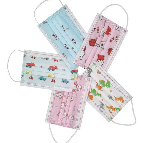 Unbranded Kids mixed color cartoon characters disposable mask- blue/pink/white -50pcs