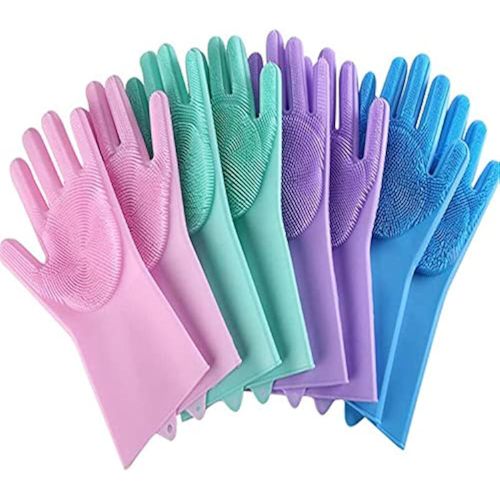 Dish washing gloves. Multi functional silicone gloves with wash scrubbers