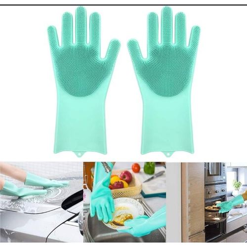 Dish washing gloves. Multi functional silicone gloves with wash scrubbers
