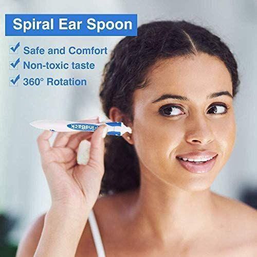 Easy Earwax Removal Soft Spiral Ear Cleaner Prevents Earwax Build Up - White/Blue