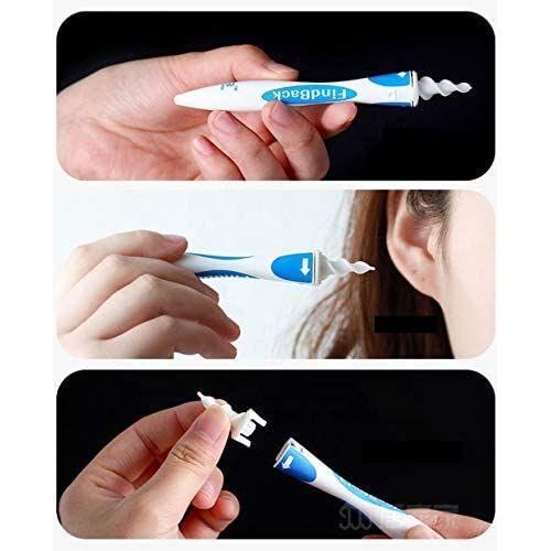 Easy Earwax Removal Soft Spiral Ear Cleaner Prevents Earwax Build Up - White/Blue