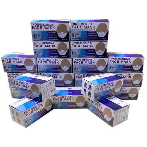 Blue 50 Pc 3 Layer UNBS certified Disposable Protective Face Masks - Blue With Super Soft Elastic Ear Loop