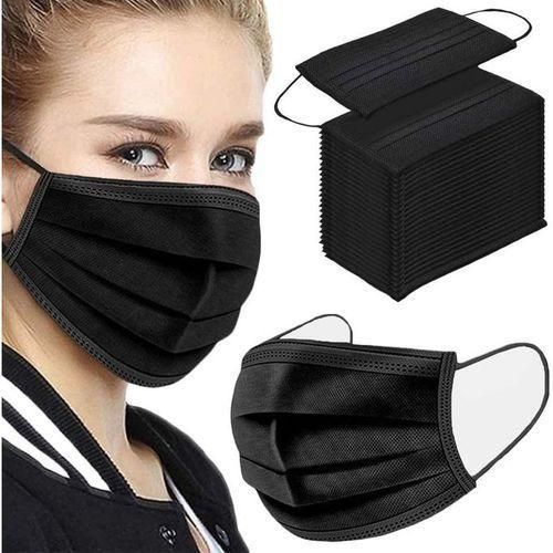 Mask 50 Pcs 3 Layer Disposable Face Mouth Masks - Black
