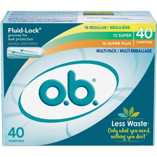 o.b. Original Non-Applicator Tampons, Regular, Super, & Super Plus Absorbancies, 40 Count (US)