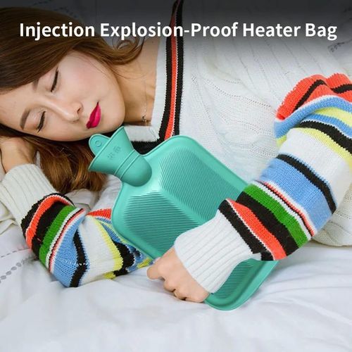2L Rubber Hot Water Bottle Bag Hand Warmers Winter Warm-Green