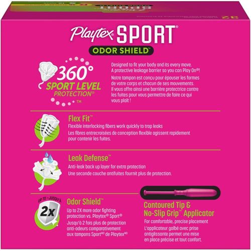 Playtex Sport Odor Shield Multi-Pack Regular And Super Plastic Applicator Tampons, 32 Ct