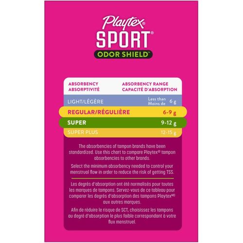 Playtex Sport Odor Shield Multi-Pack Regular And Super Plastic Applicator Tampons, 32 Ct