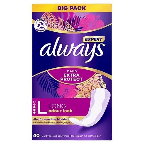 Always Daily Extra Protect Long Odour Lock Liners 40 Liners