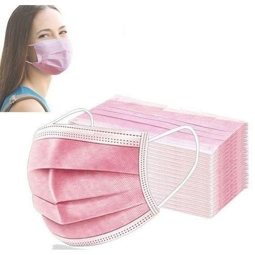 50 Pc 3 Layer UNBS certified Disposable Protective Face Masks - Pink