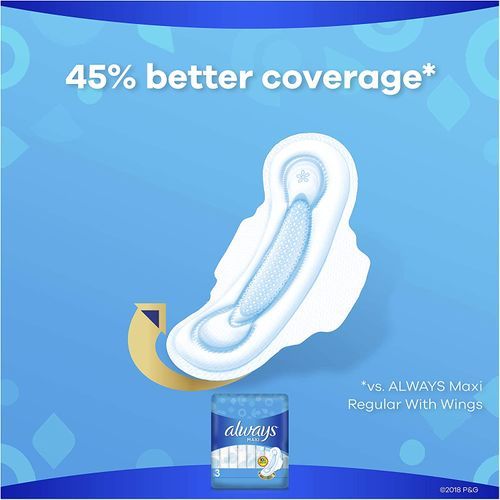 Always Extra Long Super Absorbency Maxi Pads With Wings For Women, Size 3, 33 Count