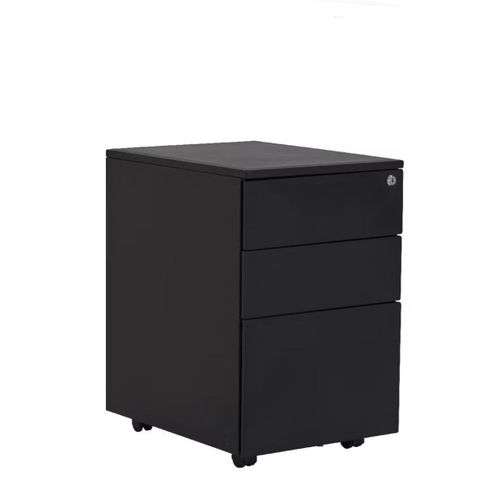 Durable Moving Drawer,3 Lockers Central Lock, Wooden Storage Drawer Central Lock-Black