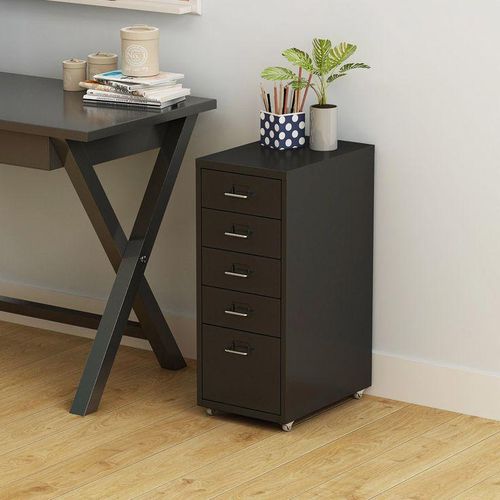 Durable Non Locking Moving Drawer 5 Drawers-Black