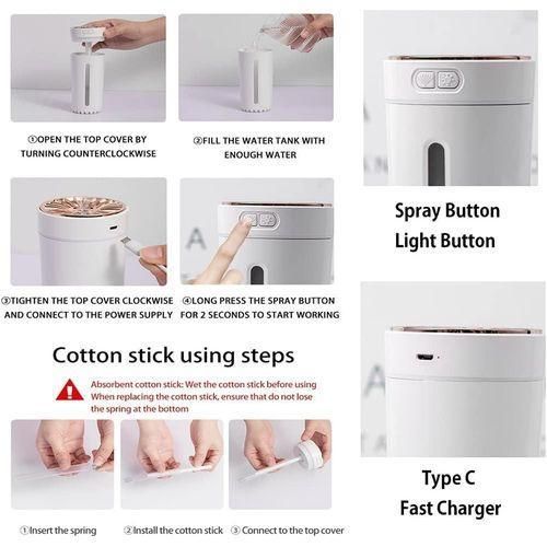 Humidifier with LED Night Light for The Office Bedroom Cordless Humidifiers Air Humidifier for Baby Cool Mist with Night Light Waterless Auto-Off  White Pink Black